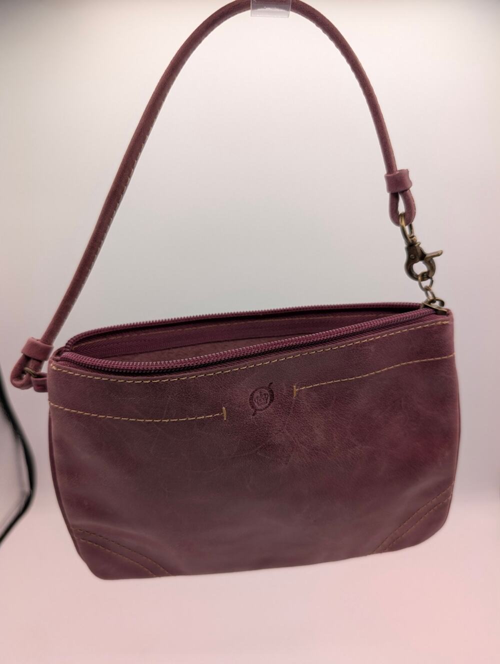 Born | Plum Leather Wristlet